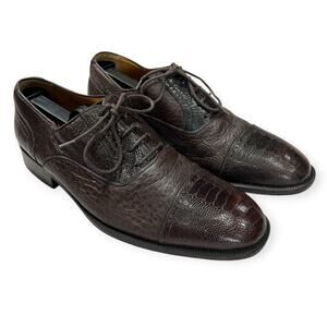 Magnanni 8761 Genuine Ostrich Leather Oxford Dress Shoes Brown Lace Up 42 US 9